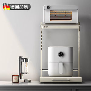 Durable Pull-Out Microwave Kitchen Shelf Countertop Air Fryer Rice Cooker Storage Rack Metal Kitchen Storage Organizer