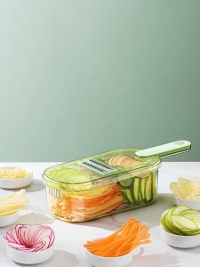 Vegetable Slicer 6pcs Stainless Steel Blades Manual Food Cutter Household Kitchen Fruit Garlic Peelers Food Chopper