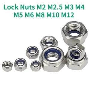 M2 M2.5 M3 M4 M5 M6 M8 M12 M14 M16 M18 M20 304 Stainless Steel Nylon Insert Hex Lock Nuts A2 Hexagon Nyloc Self Locking Nut