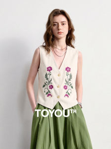 Toyouth | Áo Ngắn cổ V Thêu Hoa