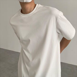 American Style Mens Short Sleeve T-Shirt Pure Cotton Heavyweight Hard Shoulder Black Summer Well Matched round Neck Tee