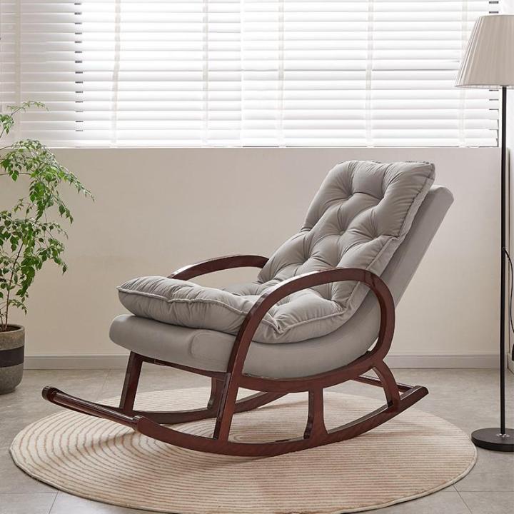 Asian Style Rocking Chair New Chinese Style Solid Wood Rocking Chair Recliner Adult Lazy Sofa ...