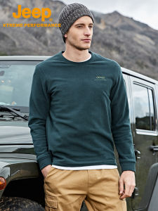 Jeep | Jeep Mens Double-Sided Fleece Sweatshirt Round Neck Long Sleeve Outdoor Sports Climbing Fleece Jacket Loose Fit Autumn Winter