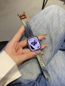 Retro Gradient Denim Canvas Apple Watch Band Ultra2 Smart Sport iWatch8/se Autumn Winter Fashion 11 Band for Apple Watch