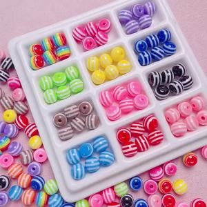 8mm 180pcs Striped Beads Mixed Colors Black White Pink Red Acrylic Beads DIY Loose Beads Accessories Bracelets Necklac