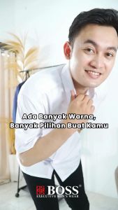 BOSS Kemeja Polos Pria Lengan Panjang Biru Muda Elektrik A