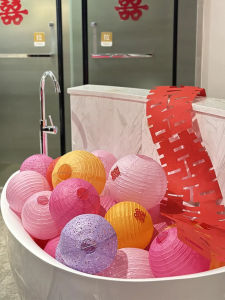 Wedding Lantern Decorations for Bridegroom House Background Wall Long Strip Happy Words Living Room Bedroom Staircase Decoration