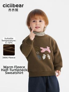 Áo Hoodie Trẻ Em Cao Cổ Nửa Dày ấm 380g