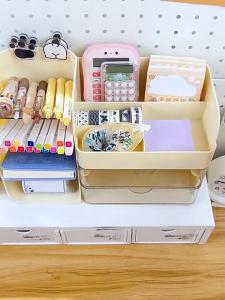 Desktop Cosmetic Storage Station Multi Compartment Skincare Organiser Box Tall Open Top Design Fits Tall Serum Bottles