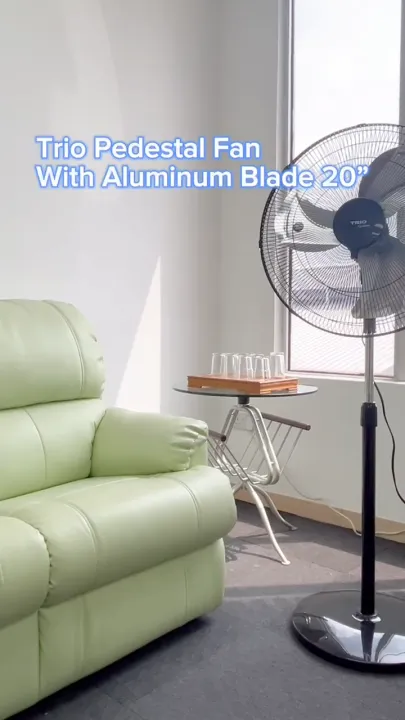 Trio Pedestal Fan With Aluminium Blade (20") | 3 Speed | Stand Fan | Home | Office | Cooling | Adjustable Height