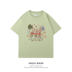 เสื้อยืดคู่รักผ้าฝ้าย ทรงหลวม แขนสั้น ทรงพอดีตัว สำหรับฤดูร้อน 2025 สำหรับผู้ชายและผู้หญิง คอกลม เสื้อยืดคู่รัก