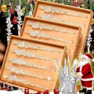 50/5pcs Christmas Acrylic Icicle Ornaments Crystal Icicles Drop Pendant Home Winter Theme Party Decoration Props New Year Gifts