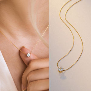 Titanium Steel Gold Plated Dainty Minimalist Zircon Charm Anti Tarnish Clavicle Chain Necklace