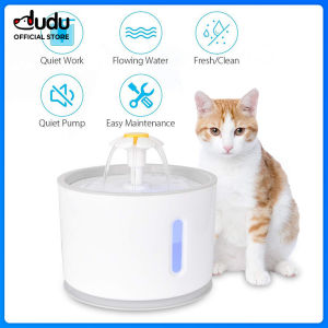 DUDU Đài Phun Nước Cho Mèo Thú Cưng Đài Phun Nước Cho Thú Cưng Hàng Đầu Bằng Thép Không Gỉ Cho Chó Và Mèo Nhỏ Có Đèn LED Và Cửa Sổ Mực Nước
