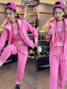 Bộ Đồ Thể Thao Thường Ngày Thời Trang Cho Nữ Bộ Ba Mảnh Áo Khoác Cardigan Áo Sơ Mi Cơ Bản Quần Áo Thể Thao Mùa Xuân Thu