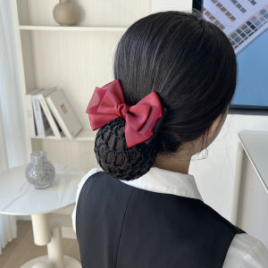 Red Headband Womens Net Bag Professional Work Hair Accessory for Bank Property Restaurant Snake Year New Style Hair Net
