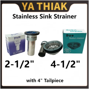Stainless Sink Strainer – PMR 2-1/2" & DUO 4-1/2" Basket w/ 4" Tail Piece – Kitchen Drain Filter