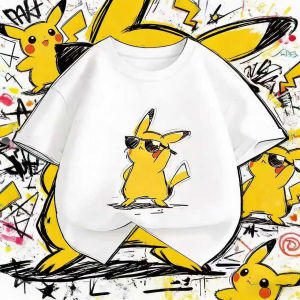 Bandai | Summer 2026 Pokemon Pikachu "Cool Shades" Hand Painted Theme 100% Cotton Print Oversized Loose T-shirt Adult Parent Top