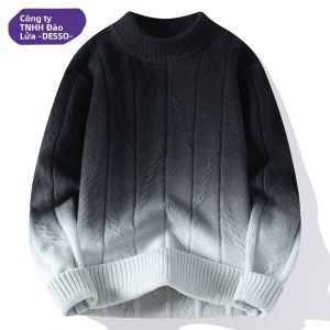 Áo Len Dệt Kim Màu Khối Thời Trang Mùa Đông Cho Nam Desso 2025 Áo Len Cardigan Dài Tay Cổ Cao Phong Cách Thường Ngày Cho Thanh Thiếu Niên