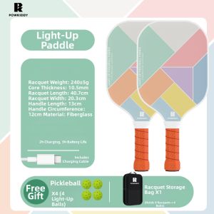 POWKIDDY | Glow-in-the-dark Pickleball Racket Set