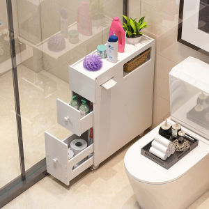 Japanese-Style Toilet Gap Side Cabinet Side Cabinet Toilet with Trash Can Storage Rack Bathroom Waterproof Movable Narrow Cabinet Locker