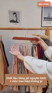 Móc gỗ đa năng 8 nhánh treo đồ lót áo 2 dây khăn thắt lưng cà vạt tiện dụng Akii Home MT19