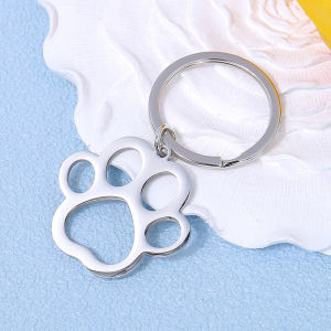 Hoạt Hình Chú Chó Paw Móc Khóa Inox Bạc Mặt Dây Chuyền Thời Trang Chìa Khóa Xe Ô Tô Món Quà Trang Sức Dành Cho Phụ Nữ Và Nam Giới