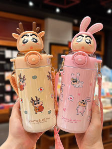 Children's Portable Insulated Stainless Steel Straw Cup New 2024 Cartoon Design 316 Stainless Steel Student Water Bottle