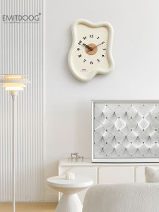Modern Minimalist Artistic Creamy Style Wall Clock Living Room Decorations Home Use Creative Clock without Drilling