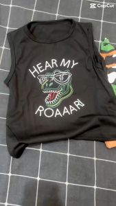 SETELAN BAJU ANAK SINGLET DINOSAURUS HEAR MY ROAR ARMY LENGAN PENDEK SINGLET