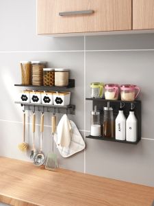 Wall-mounted No-drilling Kitchen Organizer for Spices and Utensils