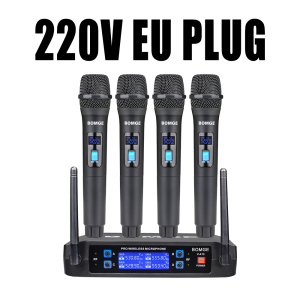 BOMGE | BOMGE V410 4 Channel Wireless Microphone System UHF Cordless Mic Set with 4 Handheld Mics Long Range 200ft for Church Karaoke