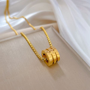 Fashion Elegant Simple 316L Stainless Steel Spring Necklace Pendant for Women Men Charm 18K Plated Gold Chain Clavicle Choker Necklaces Party Gift Jewelry