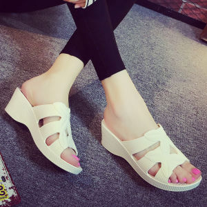 Office Womens High Heel Slippers Soft Bottom Plastic Anti-Slip Summer Sandals Casual Hollow out Design Comfortable for Daily Wear