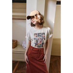 Rosebanks Commuter Style Printed Short Sleeve Tee round Neck Cotton Blend Comfortable Casual Top for Office And Daily Wear