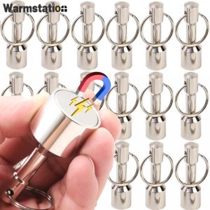 แป้นแม่เหล็กแข็งแรงสีเงิน1/10ชิ้นพวงกุญแจกระดุมแม่เหล็กทำจากสเตนเลสสตีลกระเป๋าแขวนกุญแจกระเป๋าแบบพกพาวงแหวนแม่เหล็ก