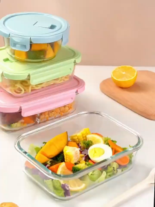 GLARO 玻璃 飯盒 保溫 High Borosilicate Glass Storage Rectangle Microwave Safe Glass Container Food Storage Glass Lunch Box