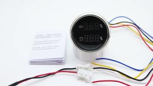 RYSJM | Digital Dual Meter 52mm Gauge Water Level Gauge+Sewage Level Gauge 0-190 ohm with Alarm HTG for Car Boat Yacht 12V24V Green