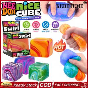 KEBETEME 2PCS Schylling Needoh Marble Wavy Ice Cube Squishy Toy Needoh Ripple Toys Soft Slow Rising Squeeze Balls Stress Relief Fidget Toy