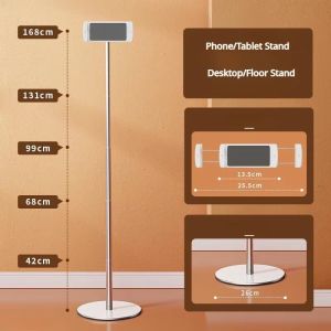 Eary Tablet Floor Stand Height Adjustable Overhead Bed Phone Tablet Holder Fits 4.7-12.9"inch for iPad Pro/Air/Mini & CellPhones