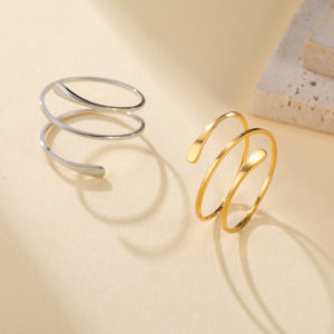 Trendy Geometry Multi layer Line Open Ring Stainless Steel Spiral Coil Minimalist Couple Ring Party Jewelry Gift