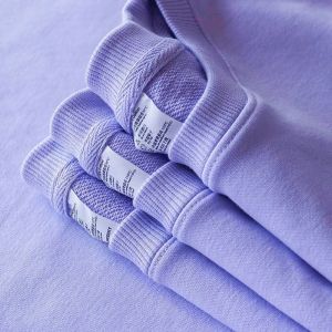 Light Purple Light Purple Sweatshirt Pullover Pure Cotton Terry Long Sleeves Tops Fall and Winter Men and Women Same Style Couple Bottoming Shirt