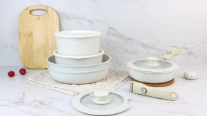 GIPP 3/5/11 Pcs Set Wajan Penggorengan Keramik Anti-Lengket Gagang Dapat Dilepas Untuk Semua Kompor