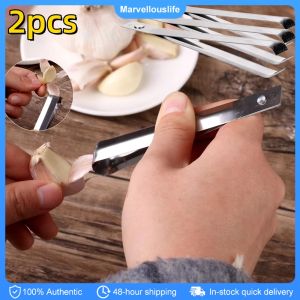 2pcs Garlic Peeling Clips Stainless Steel Manual Peeling Machines Kitchen Gadget Manual Tweezer
