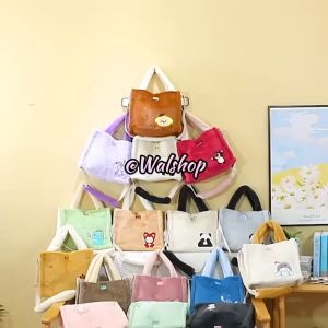 Walshop - Tas Bahu Selempang Sanrio Premium Cinnamoroll Kuromi Melody 2 Tone Bordir - TBS009