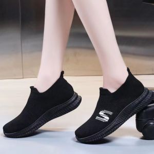 New Mesh Slip-On Comfort Walking Rubber Shoes For Women Korean Fashion Soft Sole Breathable Casual Running Shoes For Ladies