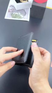 Flip Card Holder Slim Pocket Wallet Multi-Function Card Holder Coin Purse Genuine Leather Mini RFID ID Credit Card Wallet for Men Women Dompet Lelaki