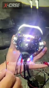 Projector Biled X-case Flat Cut 25 Inc High Low Plus Devil Putih Kuning Universal Warm Motor Mobil