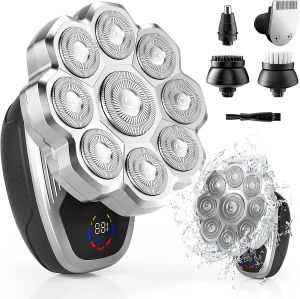 Head Shavers for Bald Men Electric Razor for Men 5 in 1 Electric Razor 9D Floating Head Shaver with Magnetic Detachable Blades