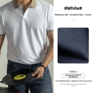 WEIJINSHI | Luxury Cool Feel Mulberry Silk Polo Shirt Men New 2026 Oceana Collar